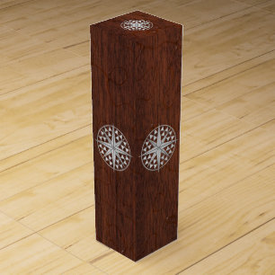 Chrome Nautical Compass on Wet Mahogany Veneer Pri Wine Box