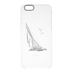 Chrome Nautical Sail Boat Print Clear iPhone 6/6S Case