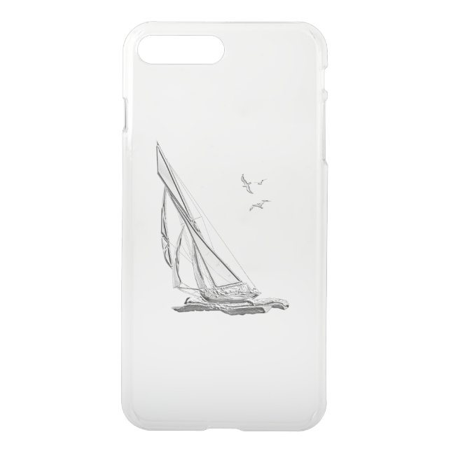 Chrome Nautical Sail Boat Uncommon iPhone Case (Back)