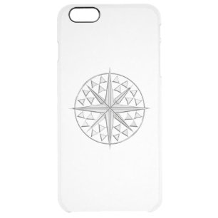 Chrome Nautical Star Compass Print Clear iPhone 6 Plus Case