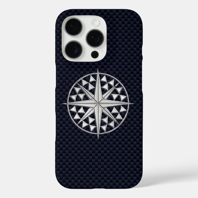 Chrome Nautical Star on Carbon Fiber Case-Mate iPhone Case (Back)