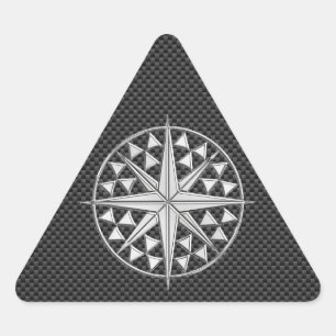 Chrome Nautical Star on Carbon Fiber Triangle Sticker