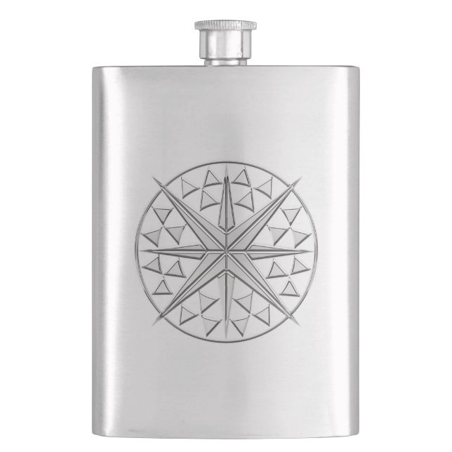 Chrome Nautical Star Print Flask (Front)