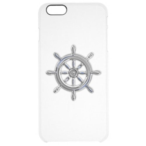 Chrome Nautical Wheel Print Clear iPhone 6 Plus Case