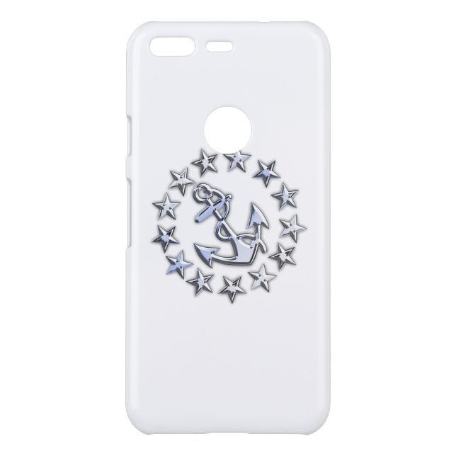 Chrome Nautical Yacht Flag Anchor Print Uncommon Google Pixel Case (Back)
