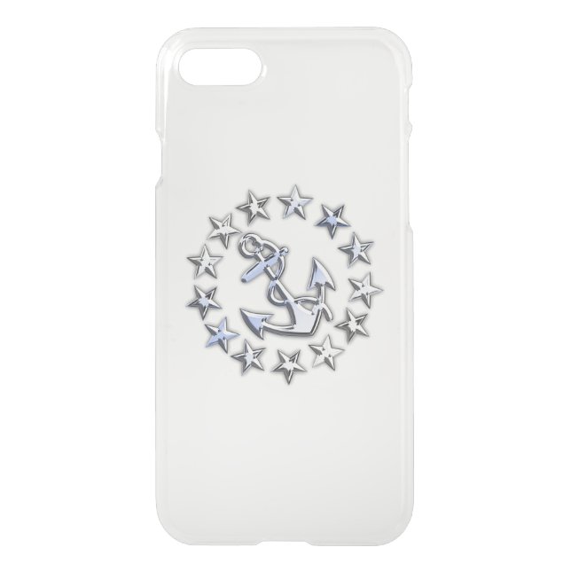 Chrome Nautical Yacht Flag Anchor Uncommon iPhone Case (Back)