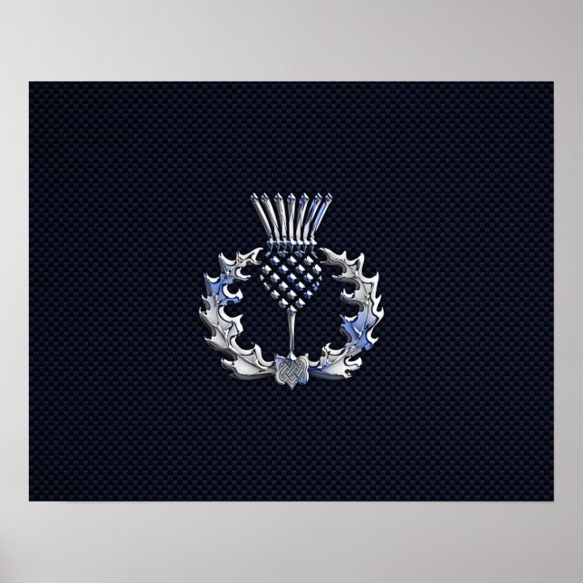 Chrome on Carbon Fiber Print Scottish Thistle (Front)