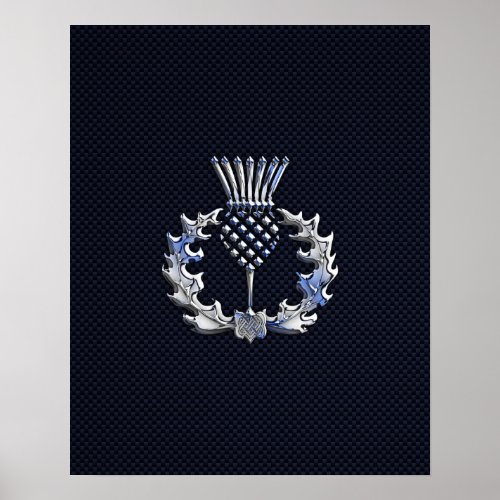 Chrome on Carbon Fiber Print Scottish Thistle