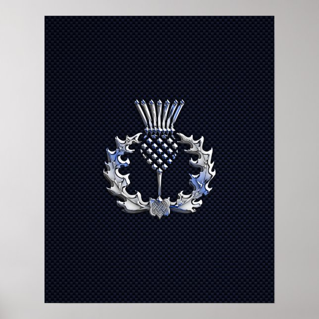 Chrome on Carbon Fiber Print Scottish Thistle (Front)