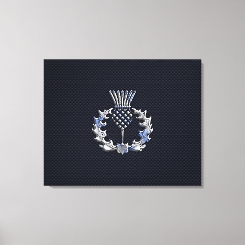 Chrome on Carbon Fiber Print Scottish Thistle