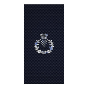 Chrome on Carbon Fiber Print Scottish Thistle Card