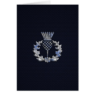 Chrome on Carbon Fiber Print Scottish Thistle Cards