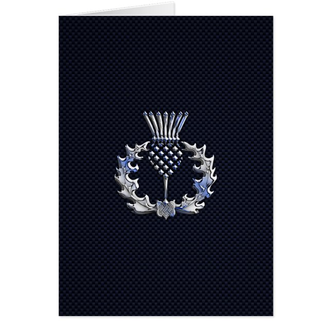 Chrome on Carbon Fiber Print Scottish Thistle Cards (Front)