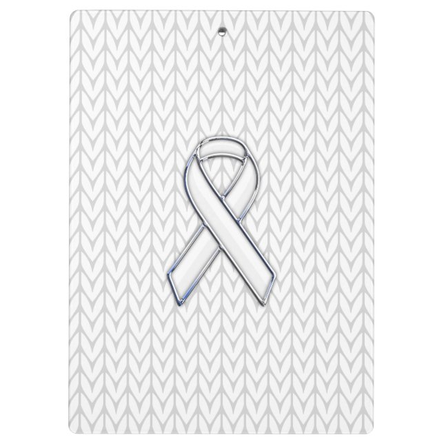 Chrome on White Chevrons Ribbon Awareness Print Clipboard (Back)