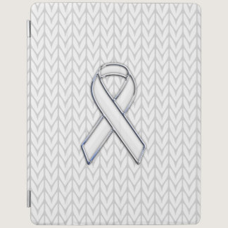 Chrome on White Chevrons Ribbon Awareness Print iPad Smart Cover