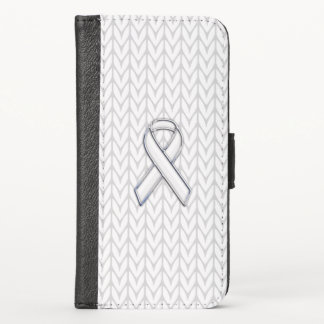 Chrome on White Chevrons Ribbon Awareness Print iPhone X Wallet Case