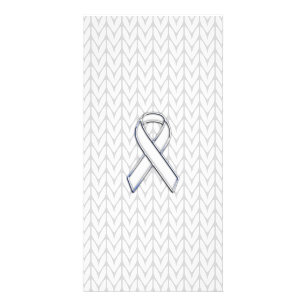 Chrome on White Knit Ribbon Awareness Print Card
