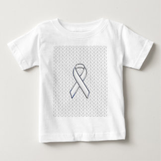 Chrome on White Knitting Ribbon Awareness Print Baby T-Shirt