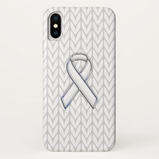 Chrome on White Knitting Ribbon Awareness Print iPhone XS Case