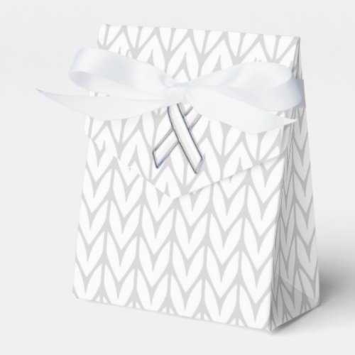 Chrome on White Knitting Ribbon Awareness Print Favor Boxes