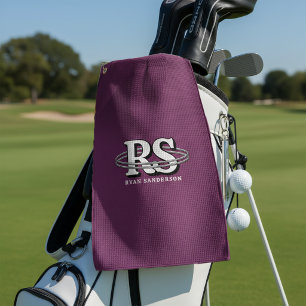 Chrome Orbit Monogram Initials Any Color ID1331 Golf Towel