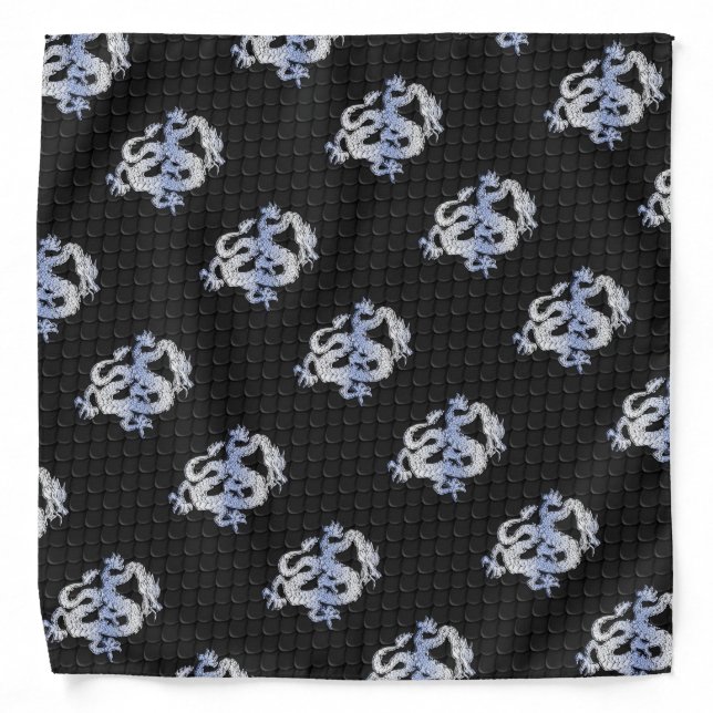 Chrome orient Style Dragon Black Snake Skin Print Bandana (Front)
