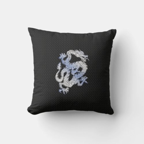 Chrome orient Style Dragon Black Snake Skin Print Throw Pillow