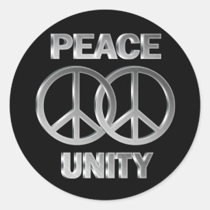 Chrome Peace and Unity Classic Round Sticker