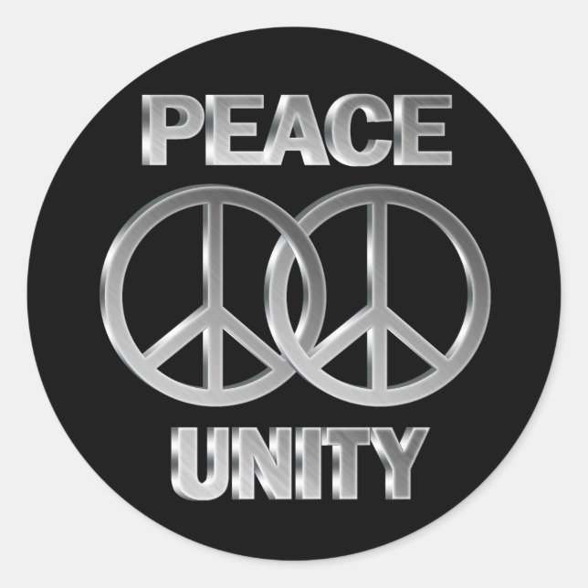 Chrome Peace and Unity Classic Round Sticker (Front)