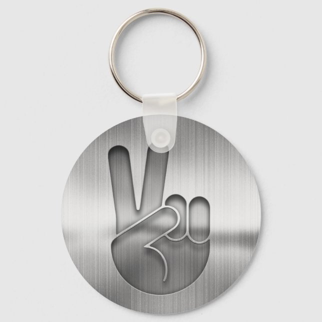 Chrome Peace Hand Keychain (Front)