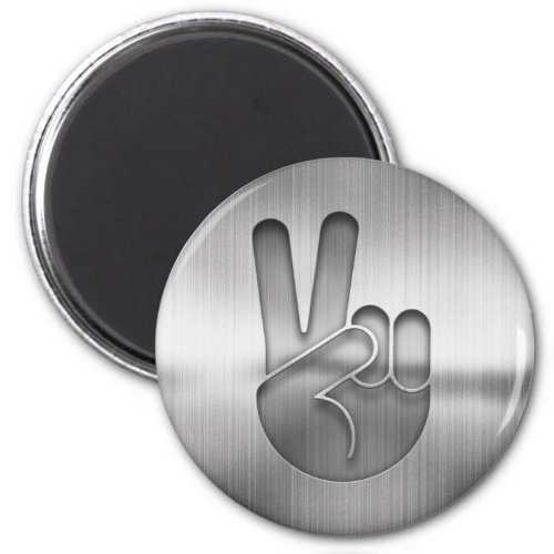 Chrome Peace Hand Magnet