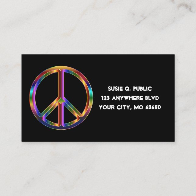 Chrome Peace Sign Business Card (Front)