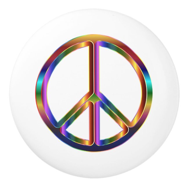 Chrome Peace Sign Ceramic Knob (Front)