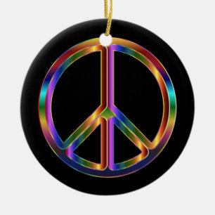 Chrome Peace Sign Ceramic Ornament