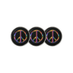Chrome Peace Sign Golf Ball Marker