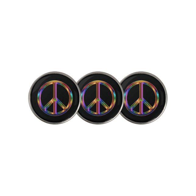 Chrome Peace Sign Golf Ball Marker (3 Up)