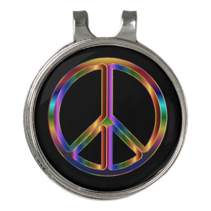Chrome Peace Sign Golf Hat Clip