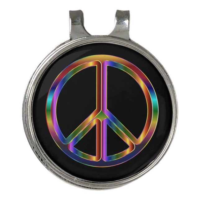 Chrome Peace Sign Golf Hat Clip (Front)