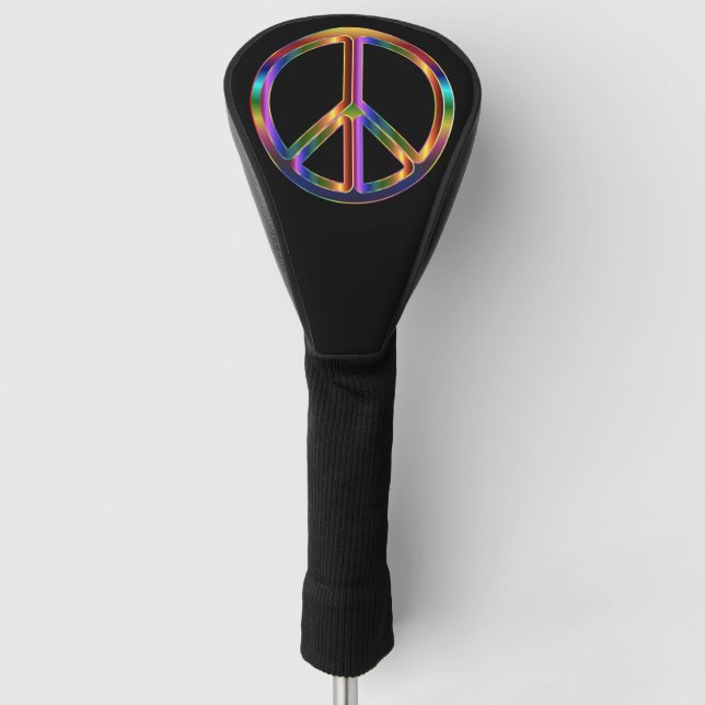 Chrome Peace Sign Golf Head Cover (Front)