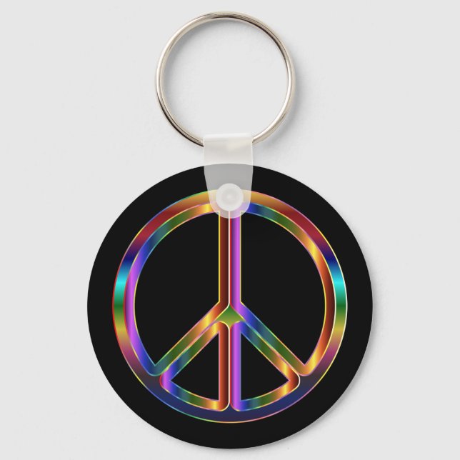 Chrome Peace Sign Keychain (Front)