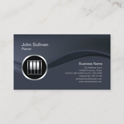 Chrome Piano Keys Icon Pianist Business Card
