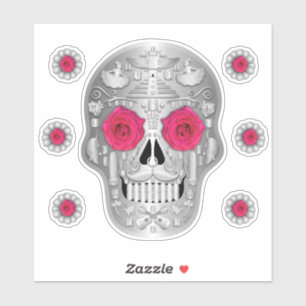 Chrome (Pink Rose) Calavera Sticker