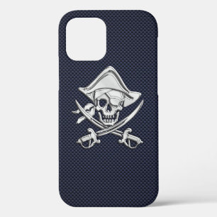Chrome Pirate on Carbon Fiber Print iPhone 12 Pro Case