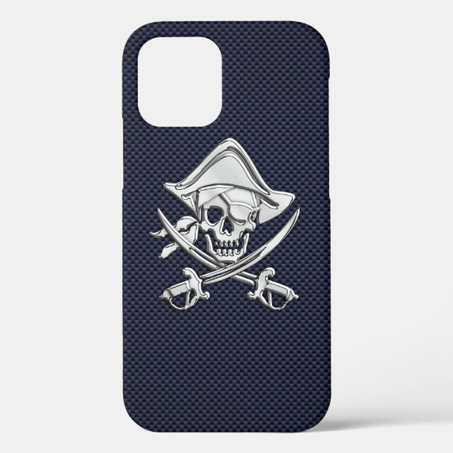 Chrome Pirate on Carbon Fiber Print Case-Mate iPhone Case (Back)