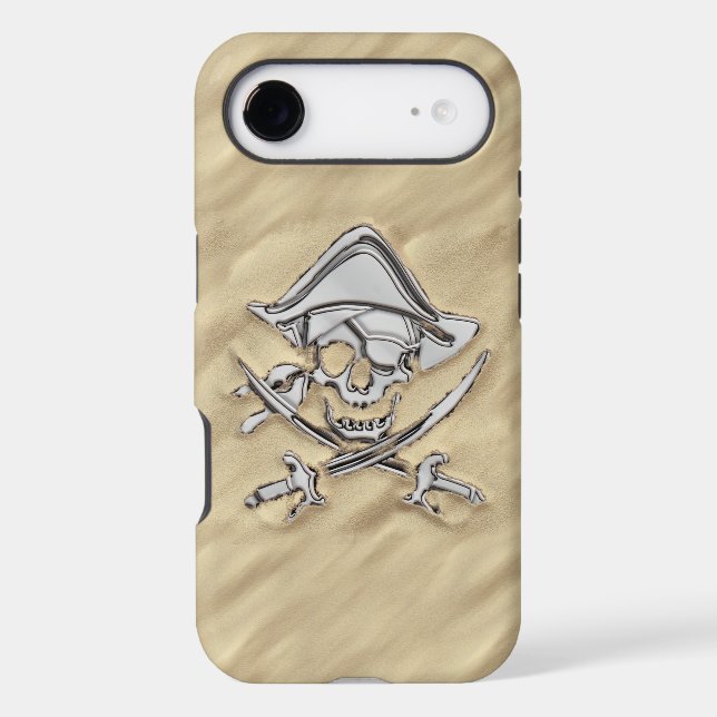 Chrome Pirate on Sandy Beach Print Case-Mate iPhone Case (Back)