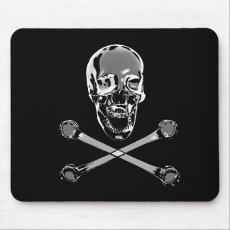 Chrome Pirate Skull And Crossbones Mouse Pad