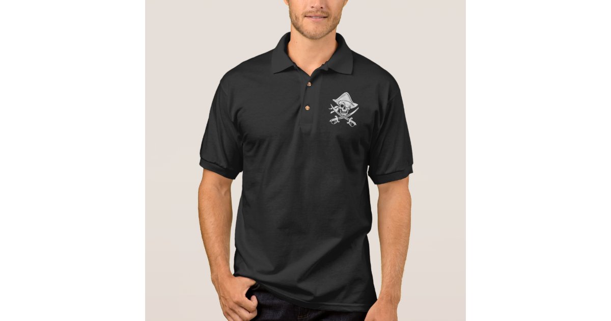 Pirate Captain Skull Men's Polo-Shirt Short Sleeve Golf Shirts Casual  Collared T-Shirt