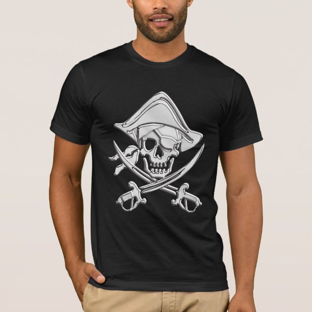 Chrome Pirate Skull T-Shirt (Front)
