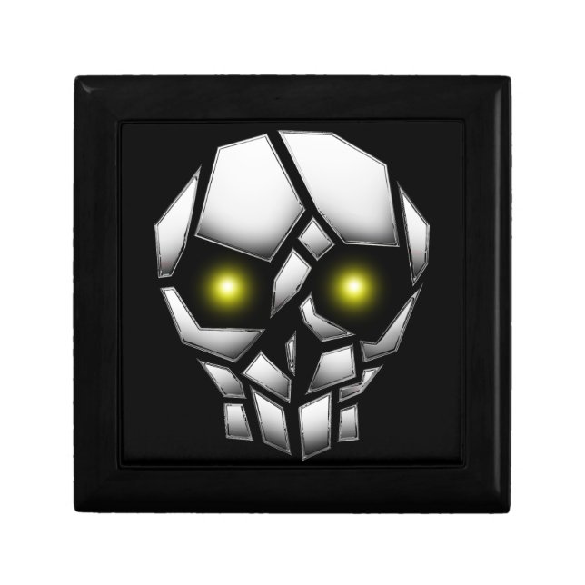 Chrome Plated Skull with Glowing Eyes Gift Box (Front)