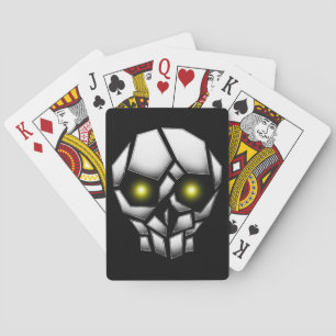Chrome Plated Skull with Glowing Eyes Poker Cards